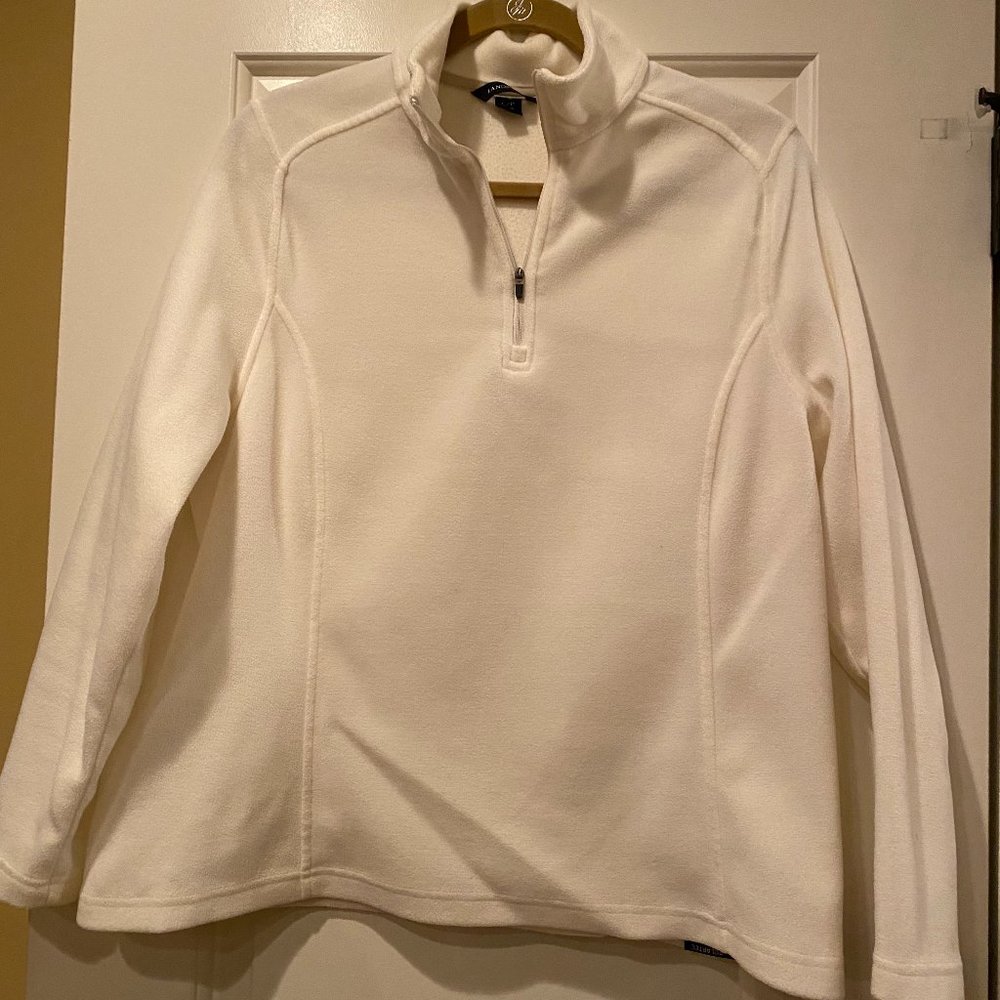 Lands' End Off-White Fleece Quarter Zip